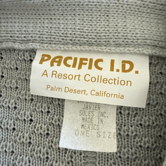 VTG Pacific I.D. Vintage Long Sleeved Open front Cardigan Sweater Lite Blue OS - Picture 6 of 7